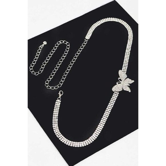 Rhinestone Butterfly Gold Chain Belt
